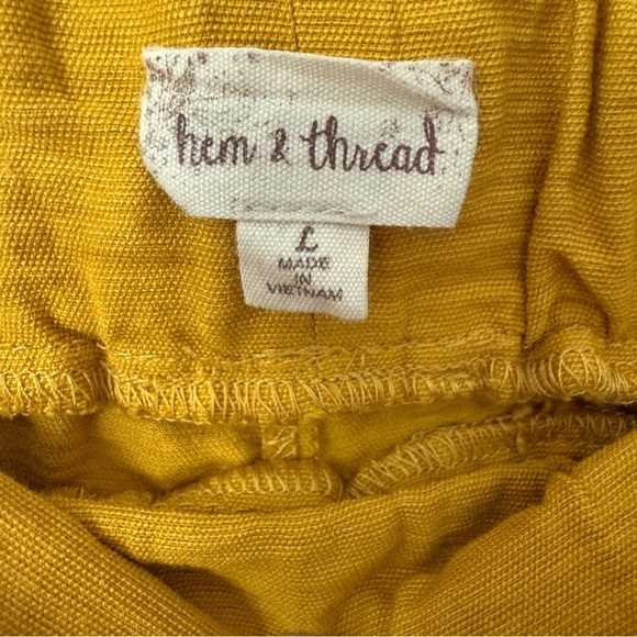 Hem & Thread Mustard Yellow High Waist Shorts Size L - Picture 2 of 9